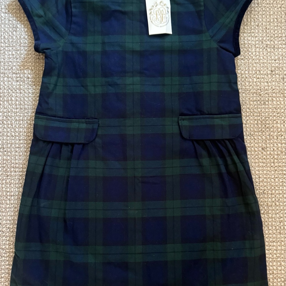 Monogram Plaid Dress - Navy and Forest Green